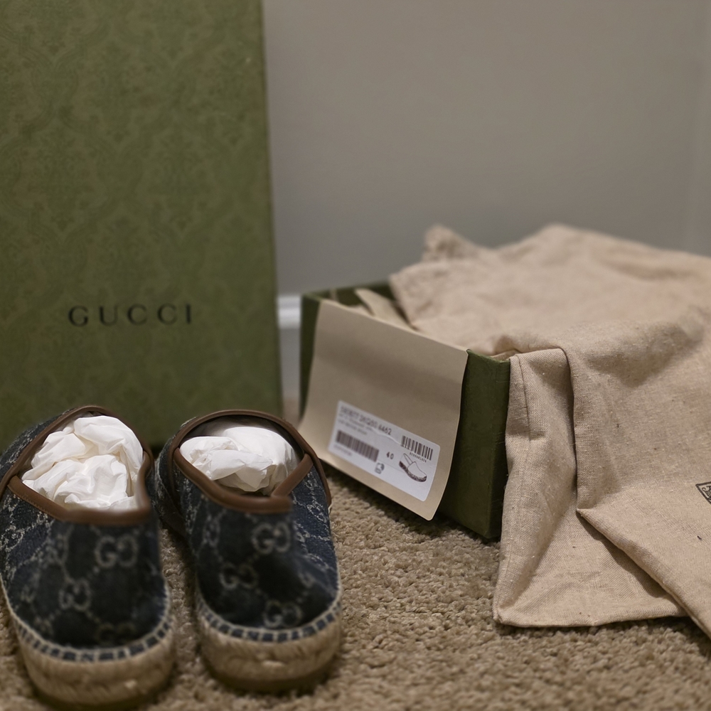 Gucci Blue Monogram Denim Espadrilles - Picture 3 of 5